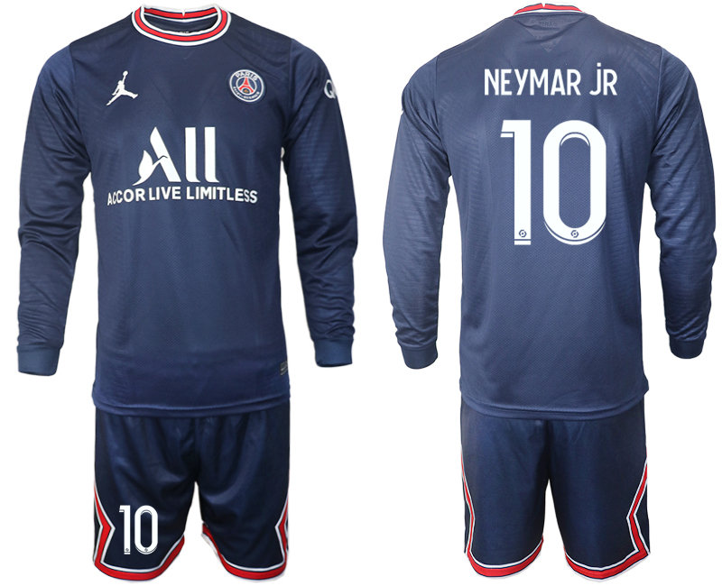 Men 2021-2022 Club Paris St German home blue Long Sleeve #10 Soccer Jersey->paris st german jersey->Soccer Club Jersey
